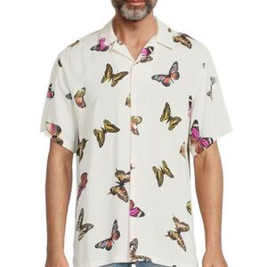 Butterfly Print Casual Button Down Shirt